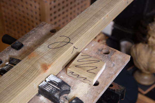 Face-side carpentry marks 